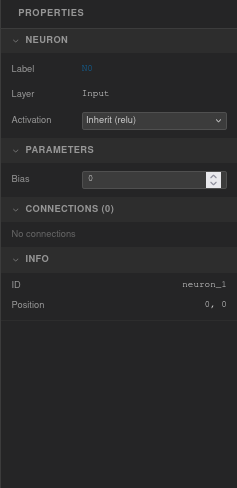 Neuron properties panel